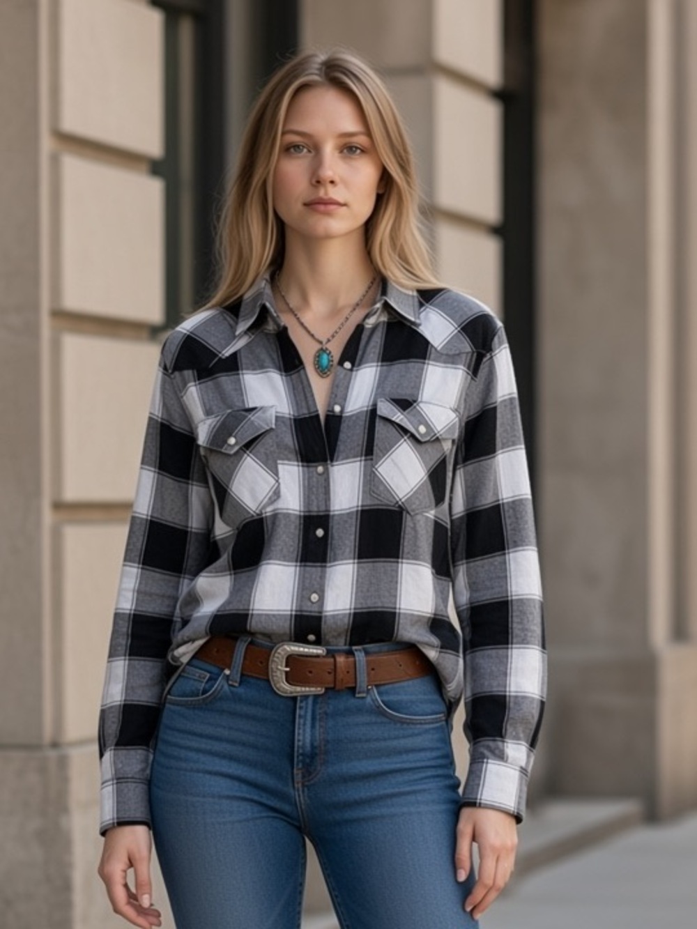 NWT Wrangler retro Flannel western snap long sleeve Buffalo plaid shirt